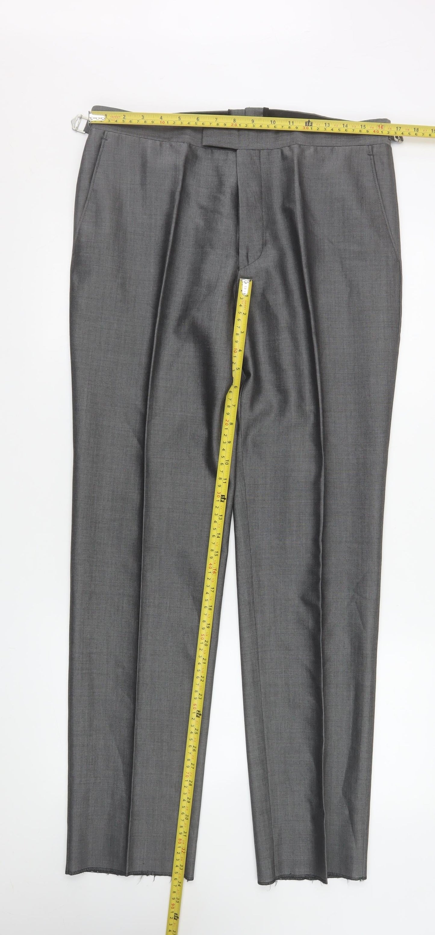 Mens UK Size 34 R Torre Regular Fit Dress Pants Grey Trousers
