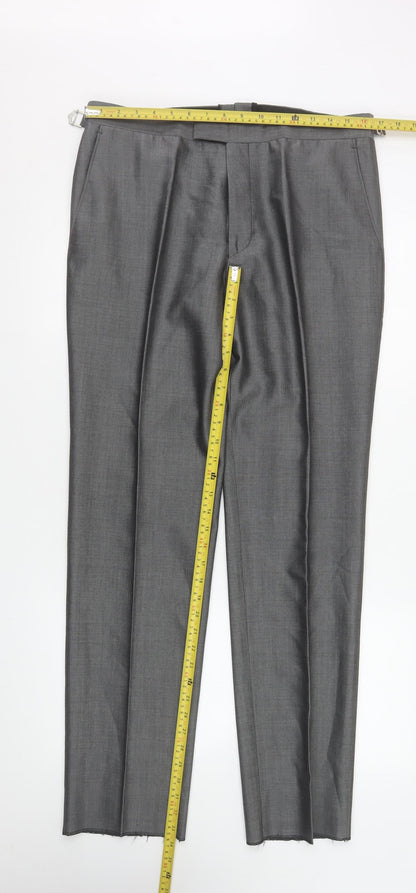 Mens UK Size 34 R Torre Regular Fit Dress Pants Grey Trousers