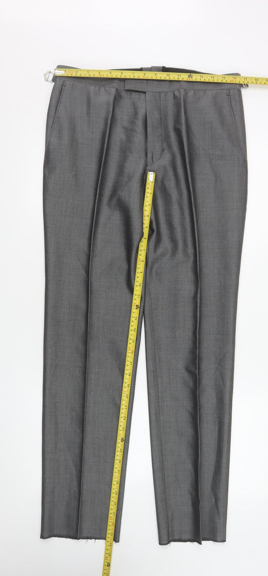 Mens UK Size 34 R Torre Regular Fit Dress Pants Grey Trousers
