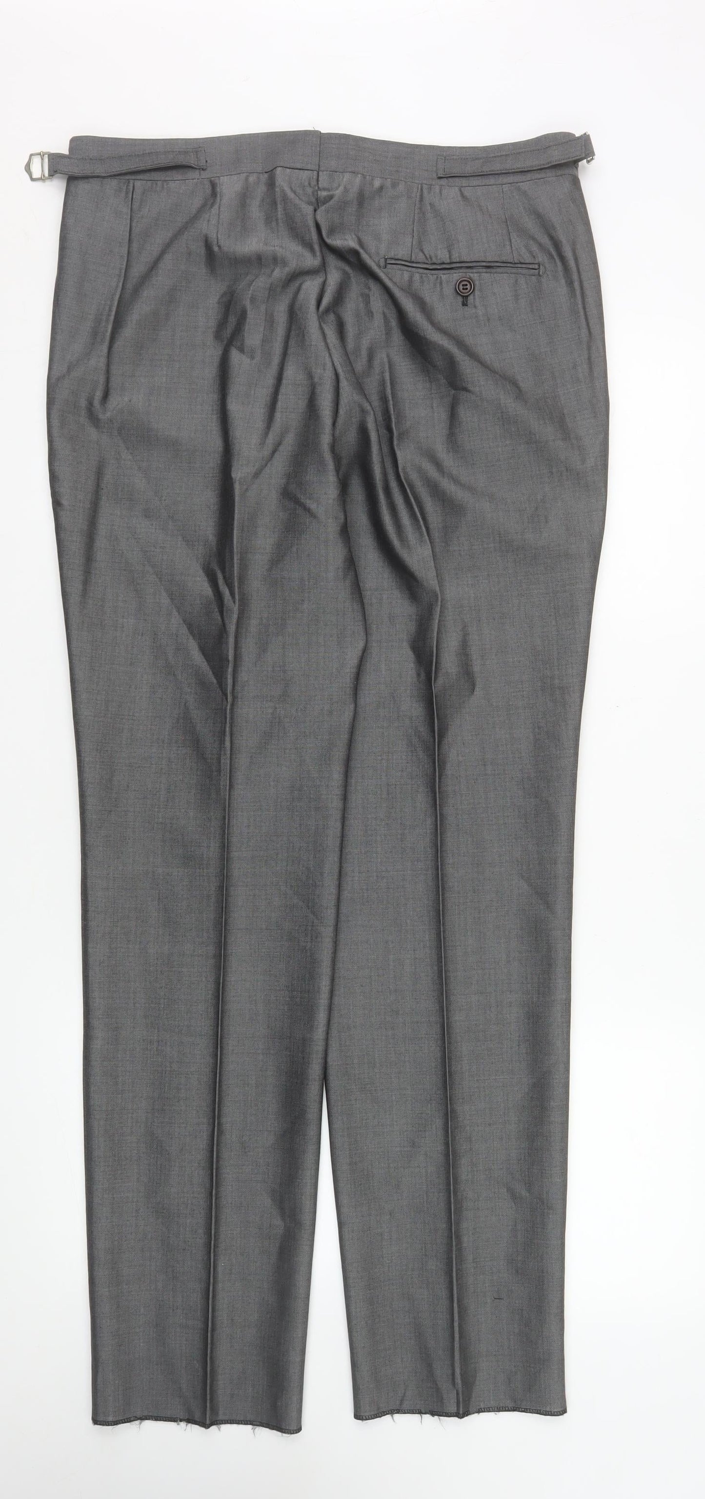 Mens UK Size 34 R Torre Regular Fit Dress Pants Grey Trousers