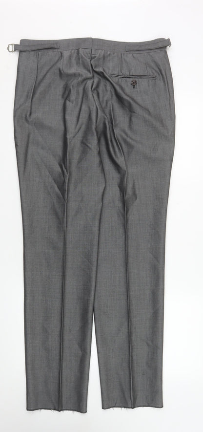 Mens UK Size 34 R Torre Regular Fit Dress Pants Grey Trousers