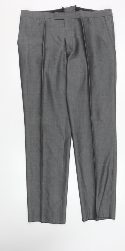 Mens UK Size 38R Torre Regular Fit Dress Pants Grey Trousers