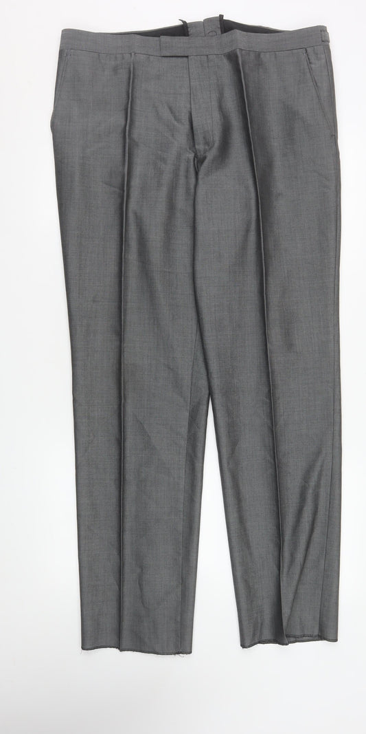 Mens UK Size 38R Torre Regular Fit Dress Pants Grey Trousers