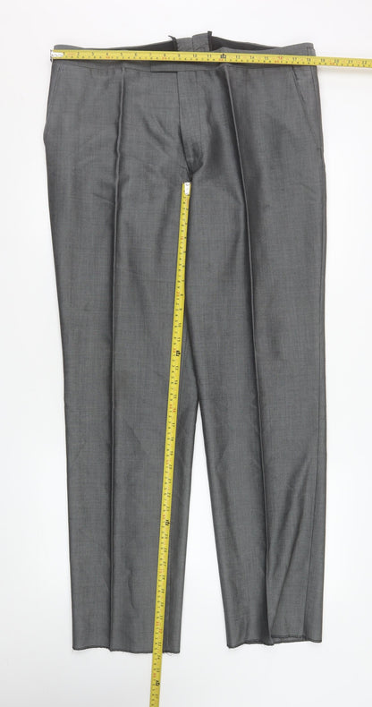 Mens UK Size 38R Torre Regular Fit Dress Pants Grey Trousers
