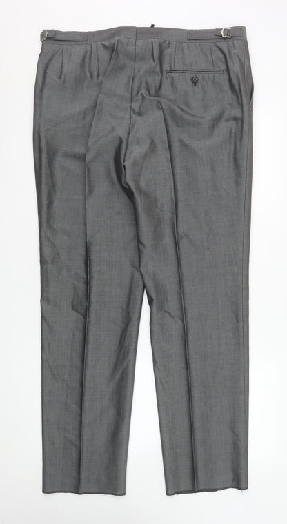 Mens UK Size 38R Torre Regular Fit Dress Pants Grey Trousers