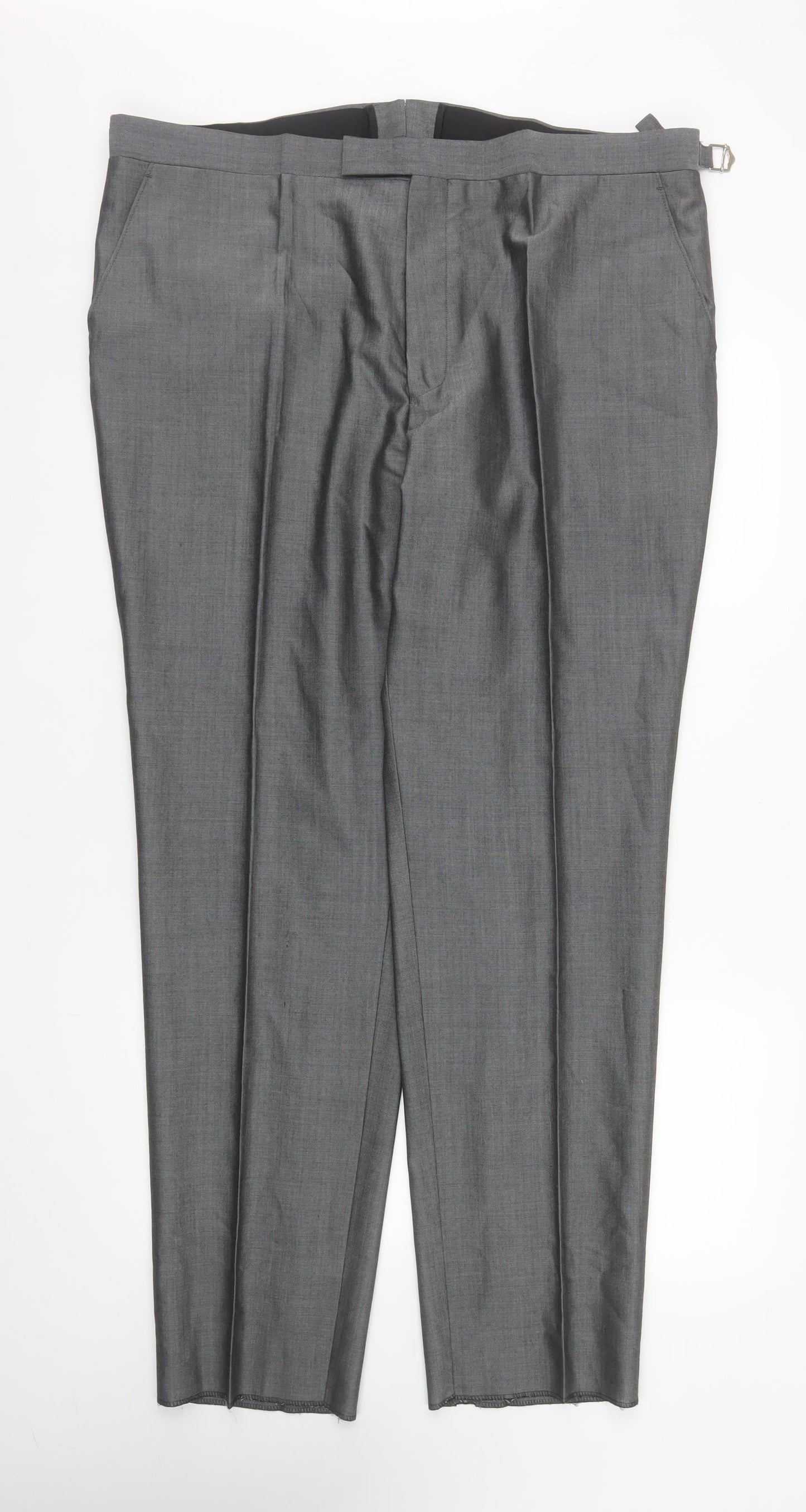 Mens UK Size 42R Torre Regular Fit Dress Pants Grey Trousers