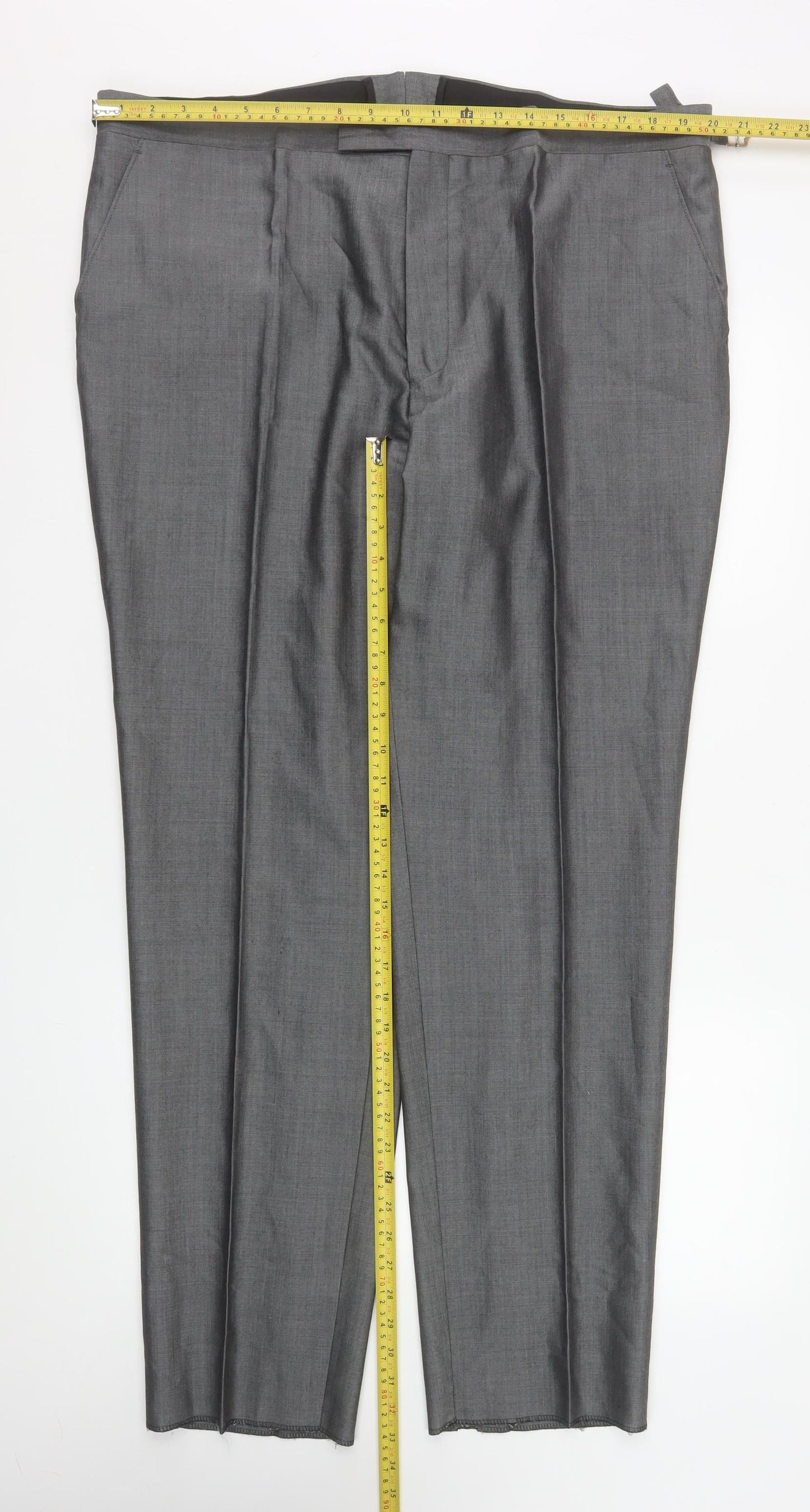 Mens UK Size 42R Torre Regular Fit Dress Pants Grey Trousers