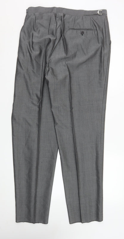 Mens UK Size 42R Torre Regular Fit Dress Pants Grey Trousers