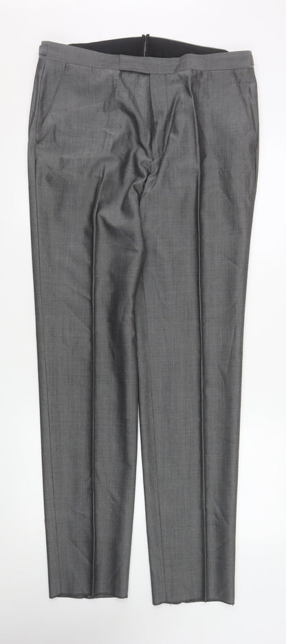 Mens UK Size L Torre Regular Fit Dress Pants Grey Trousers