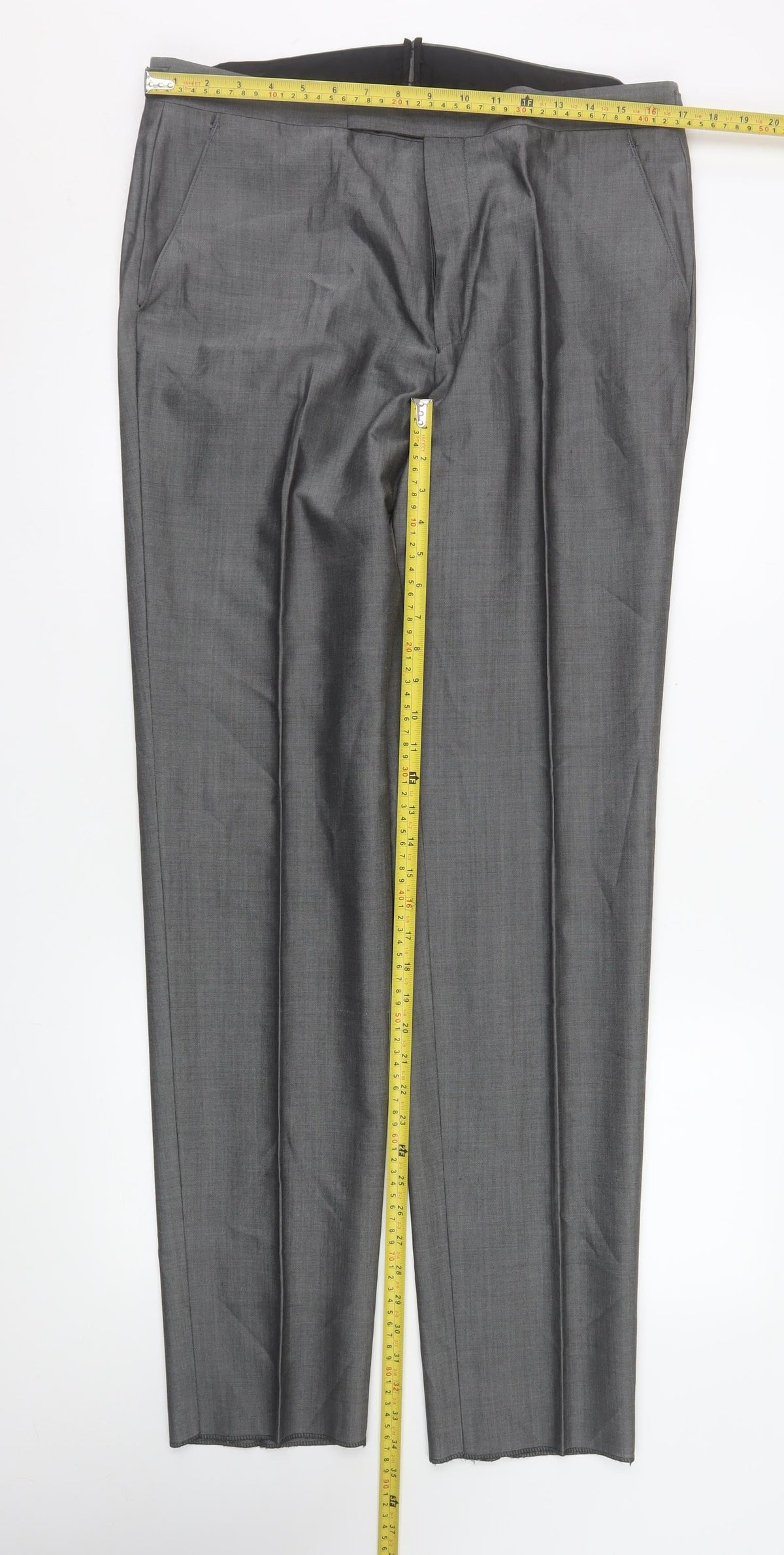 Mens UK Size L Torre Regular Fit Dress Pants Grey Trousers