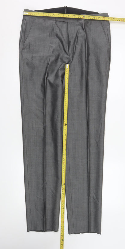 Mens UK Size L Torre Regular Fit Dress Pants Grey Trousers