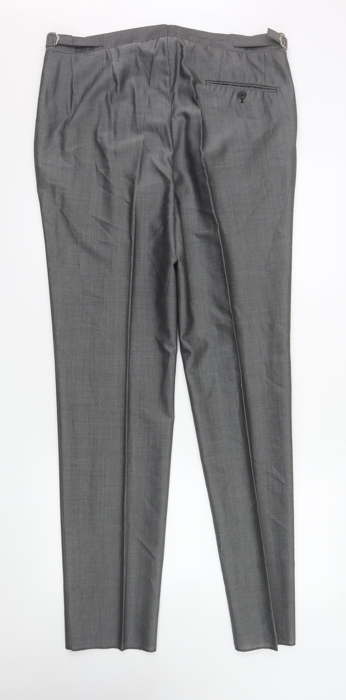 Mens UK Size L Torre Regular Fit Dress Pants Grey Trousers