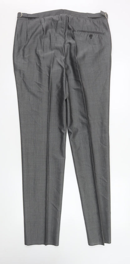 Mens UK Size L Torre Regular Fit Dress Pants Grey Trousers