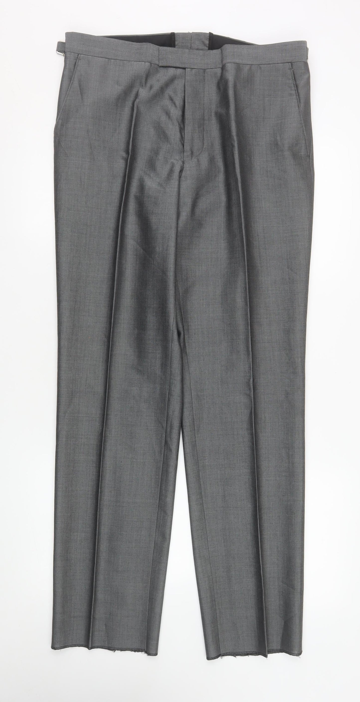 Mens UK Size 34R Torre Regular Fit Dress Pants Grey Trousers