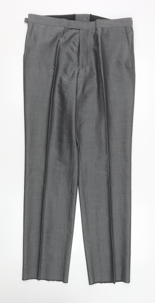 Mens UK Size 34R Torre Regular Fit Dress Pants Grey Trousers