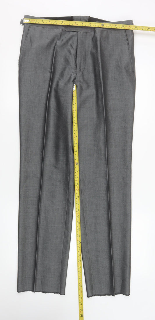 Mens UK Size 34R Torre Regular Fit Dress Pants Grey Trousers