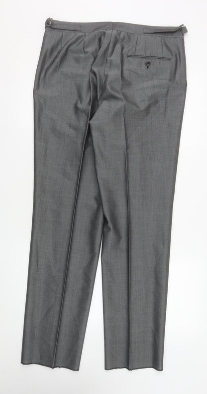 Mens UK Size 34R Torre Regular Fit Dress Pants Grey Trousers