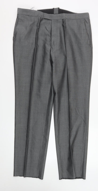 Mens UK Size 36S Torre Regular Fit Dress Pants Grey Trousers