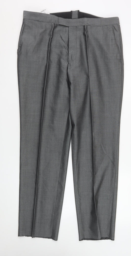 Mens UK Size 36S Torre Regular Fit Dress Pants Grey Trousers