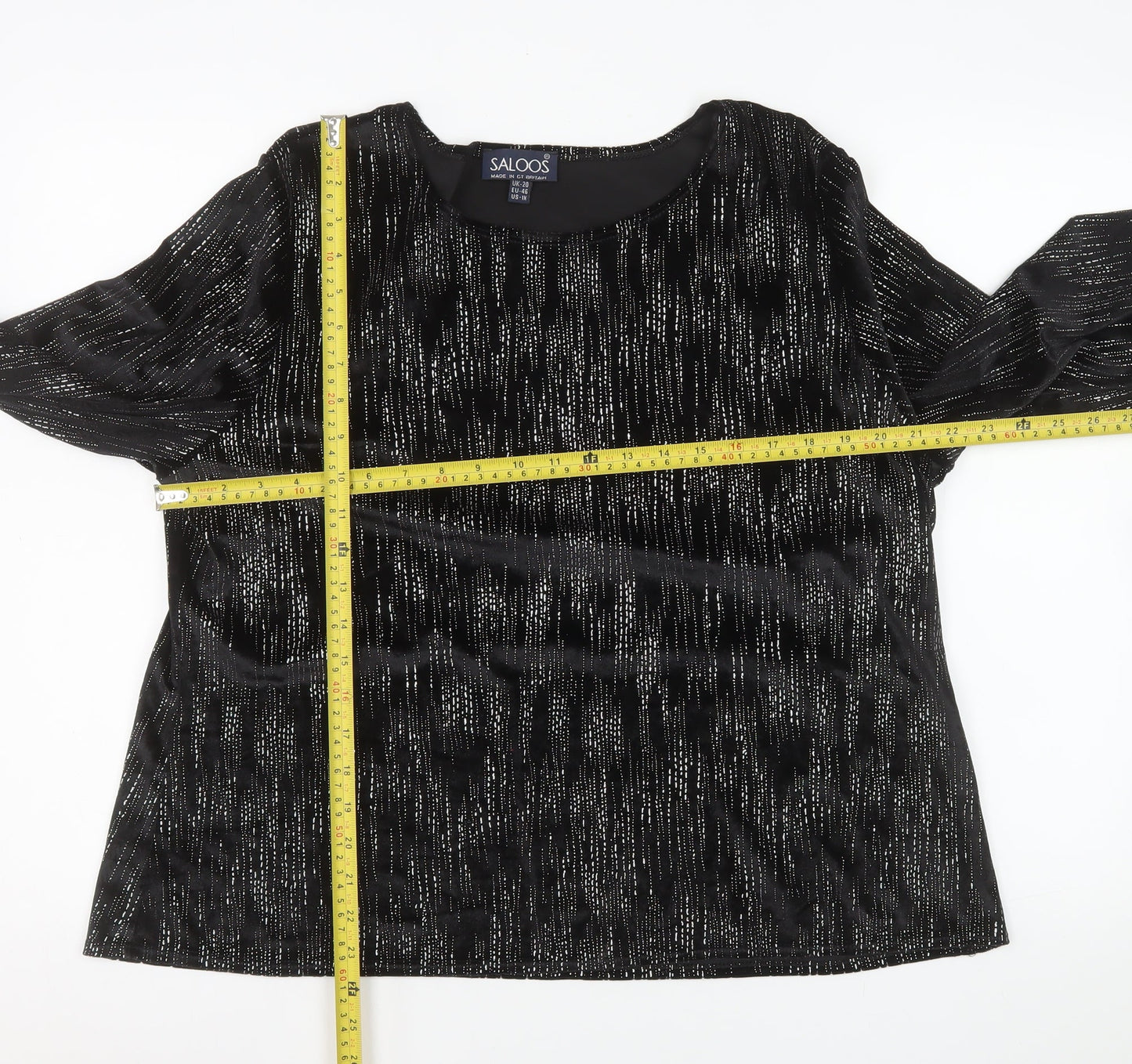 Womens UK Size 20 Saloos Black Tunic Blouse