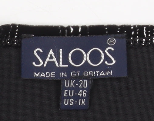 Womens UK Size 20 Saloos Black Tunic Blouse