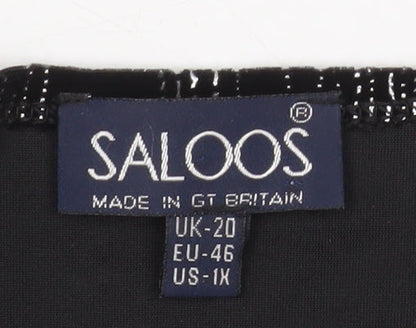 Womens UK Size 20 Saloos Black Tunic Blouse