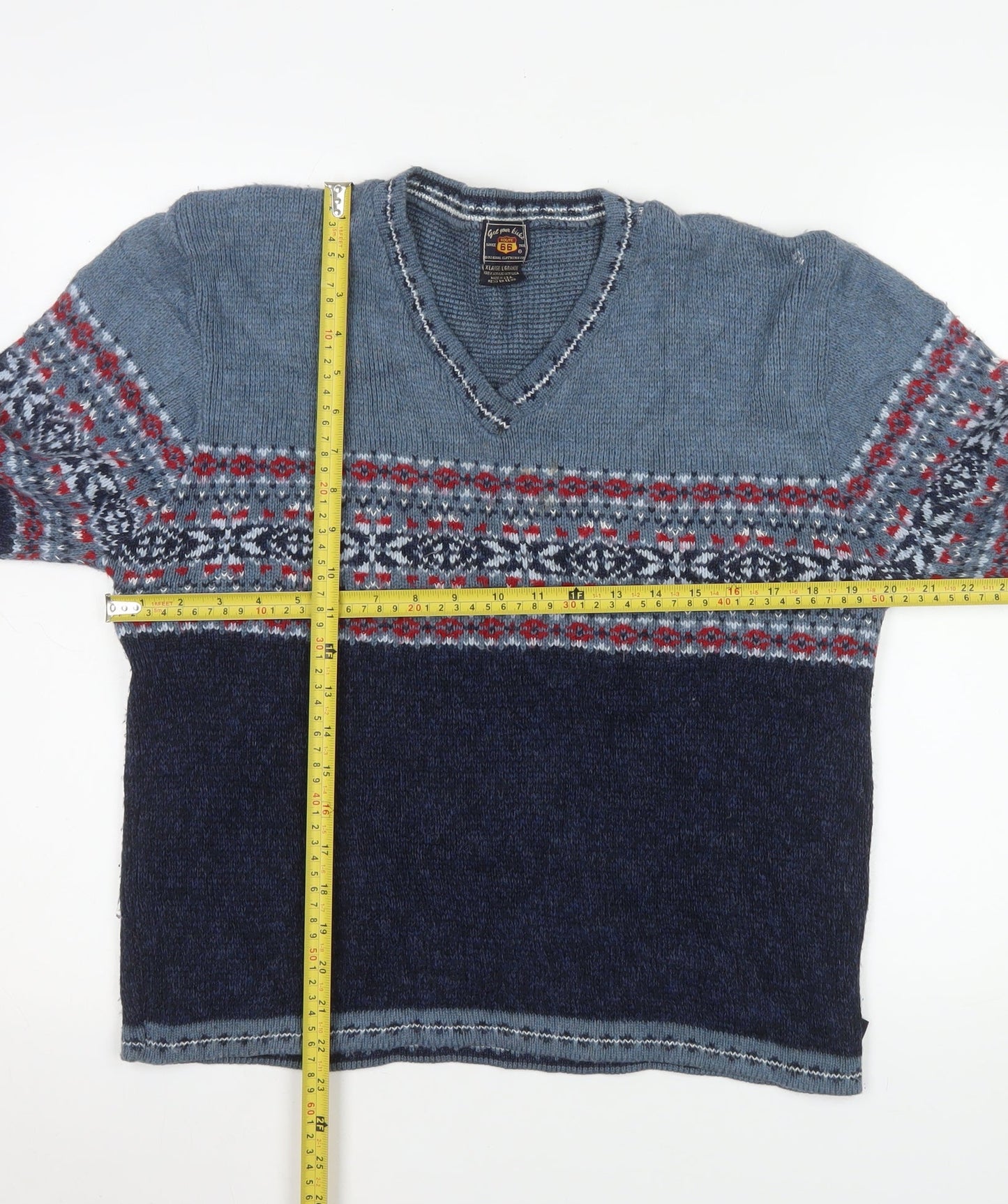Mens UK Size XL Route 66 Blue Pullover Jumper