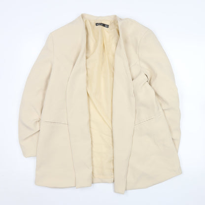 Boohoo Womens Beige Shawl Lapel Long Sleeve Blazer Jacket UK 18