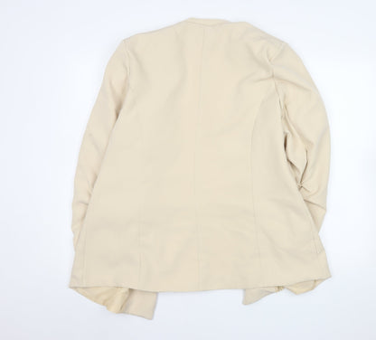 Boohoo Womens Beige Shawl Lapel Long Sleeve Blazer Jacket UK 18