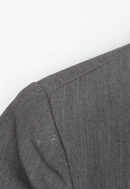 Denim Co Women Grey Double-Breasted Blazer Size 12 Regular Fit Work Jacket