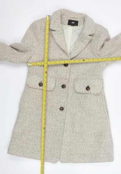Womens UK Size 10 H&M Beige Overcoat