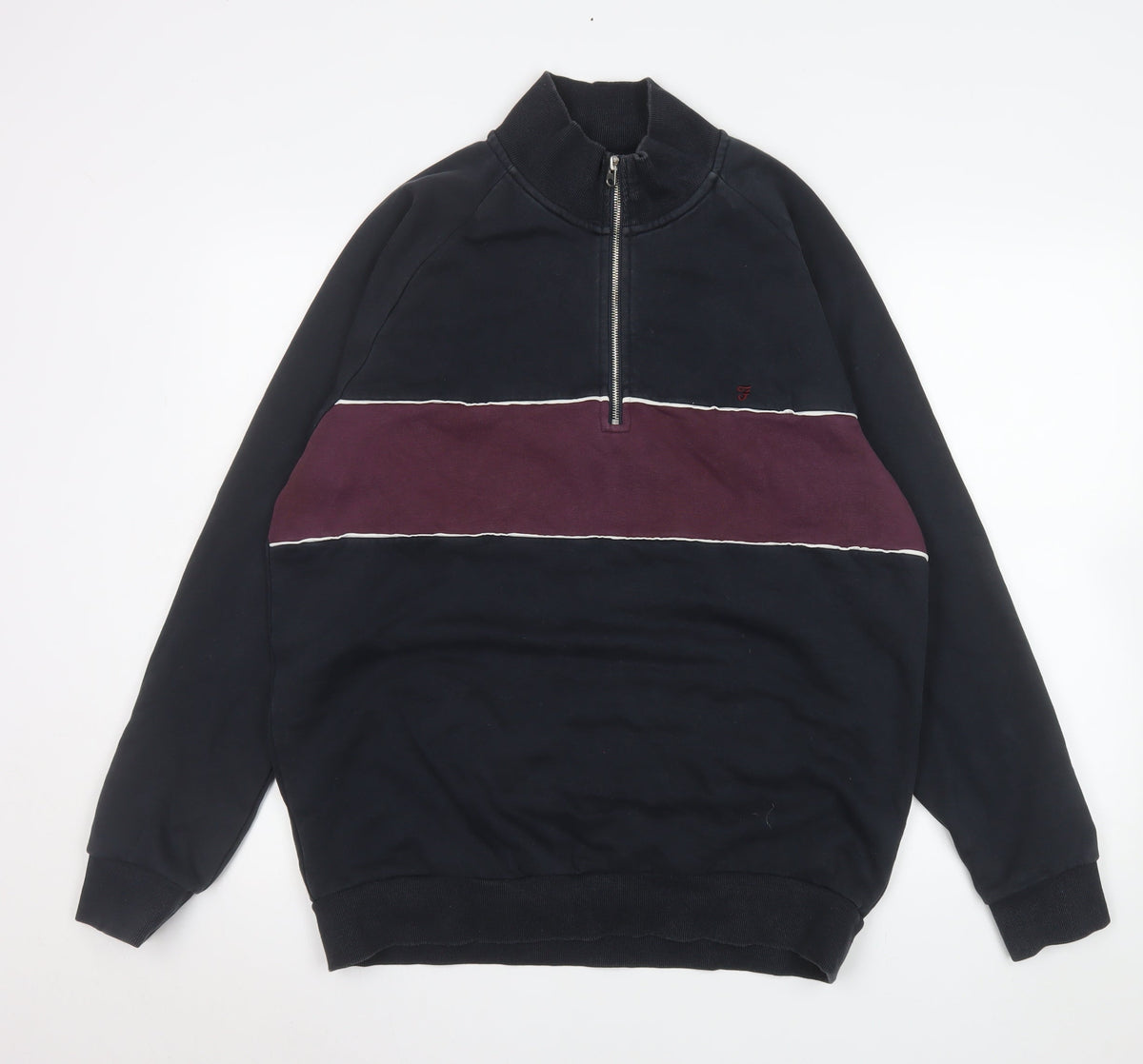 Mens UK Size XL Farah Multicoloured 1/4 Zip Sweatshirt
