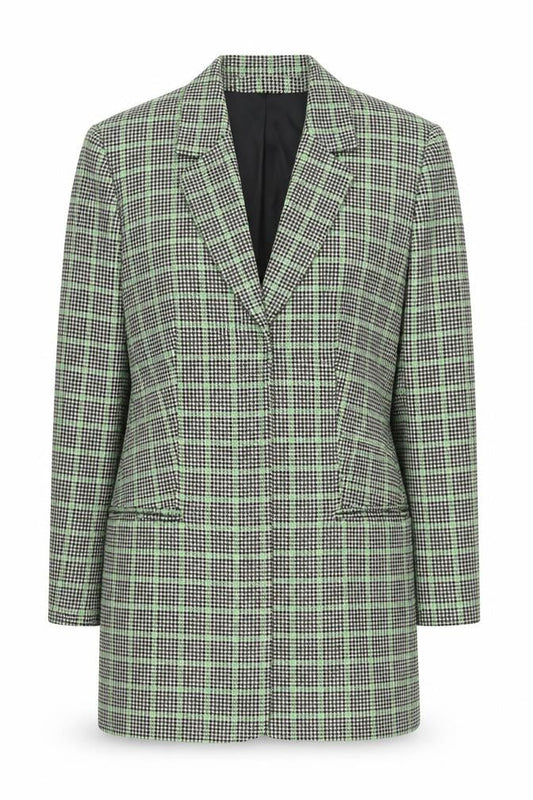 Zara Women Black Green Checked Longline Blazer Medium