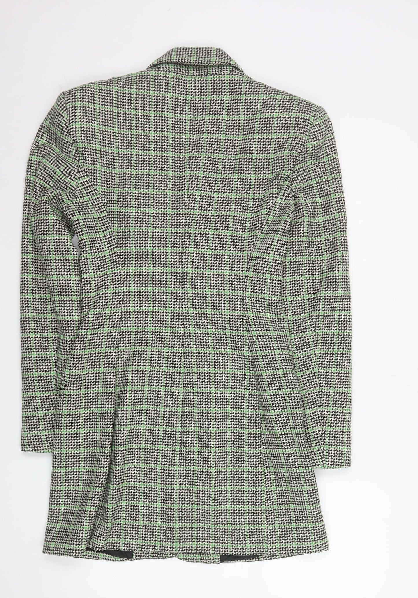 Zara Women Black Green Checked Longline Blazer Medium