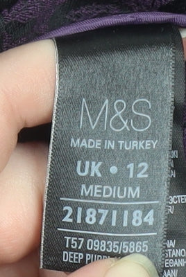 Marks and Spencer Women’s Purple Jacquard Slim Trousers UK 12
