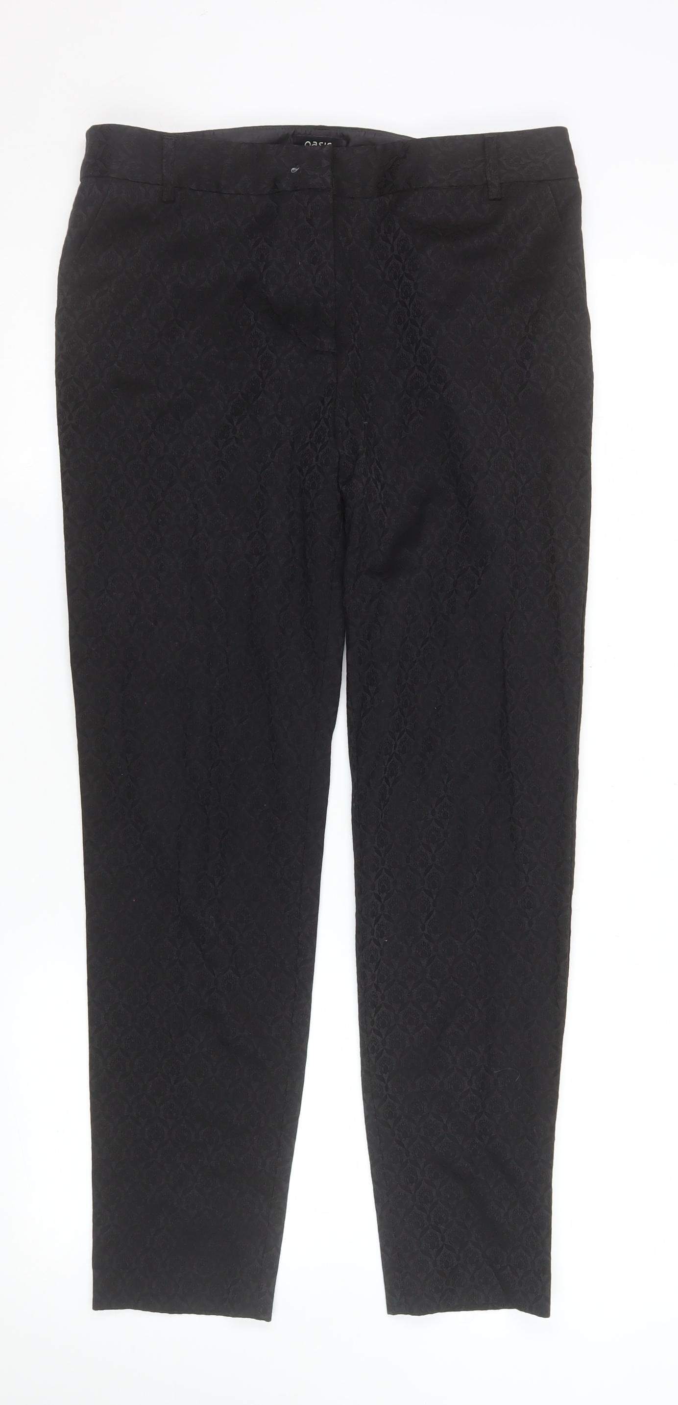 Womens UK Size 12 Oasis Slim Fit Business Formal Workwear Black Trousers
