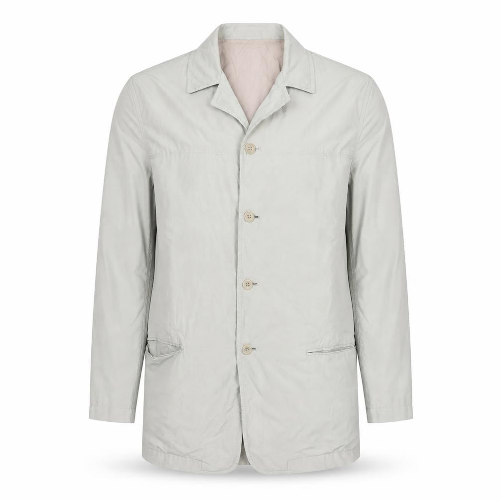 Springfield Men Beige Cotton Blend Long Overcoat M Regular Lightweight