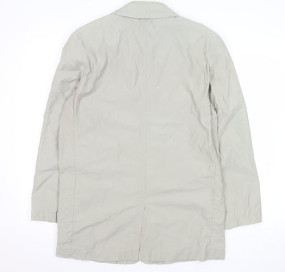 Springfield Men Beige Cotton Blend Long Overcoat M Regular Lightweight
