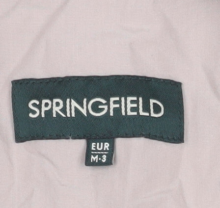 Springfield Men Beige Cotton Blend Long Overcoat M Regular Lightweight