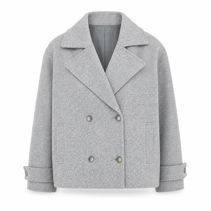 ASOS DESIGN Women’s Grey Pea Coat Short Herringbone L