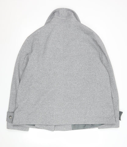 ASOS DESIGN Women’s Grey Pea Coat Short Herringbone L