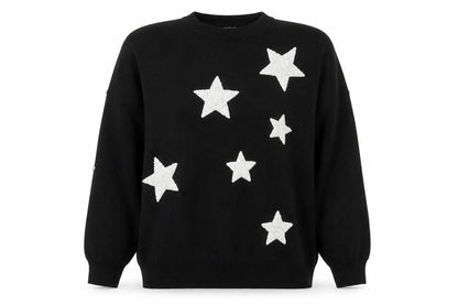 Blue Vanilla Women's Black Star Knit Pullover Jumper M