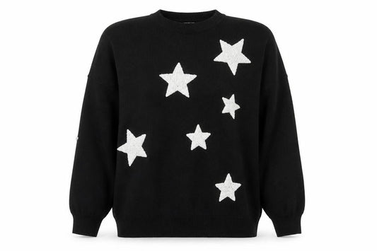 Blue Vanilla Women's Black Star Knit Pullover Jumper M
