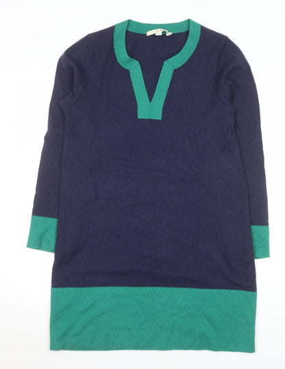 Boden Women Blue Green Wool Knit Shift Dress Size 12