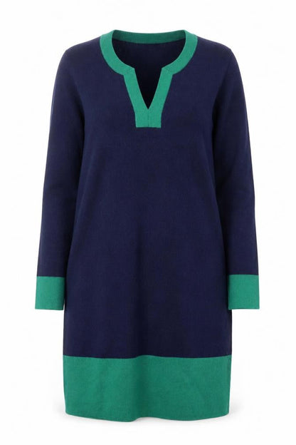 Boden Women Blue Green Wool Knit Shift Dress Size 12