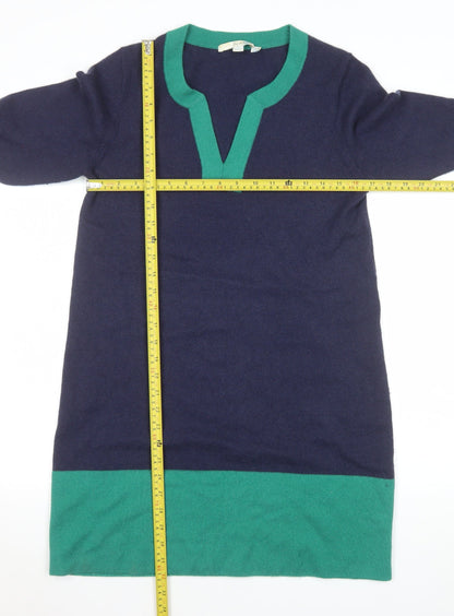 Boden Women Blue Green Wool Knit Shift Dress Size 12