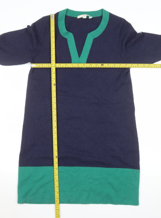Boden Women Blue Green Wool Knit Shift Dress Size 12