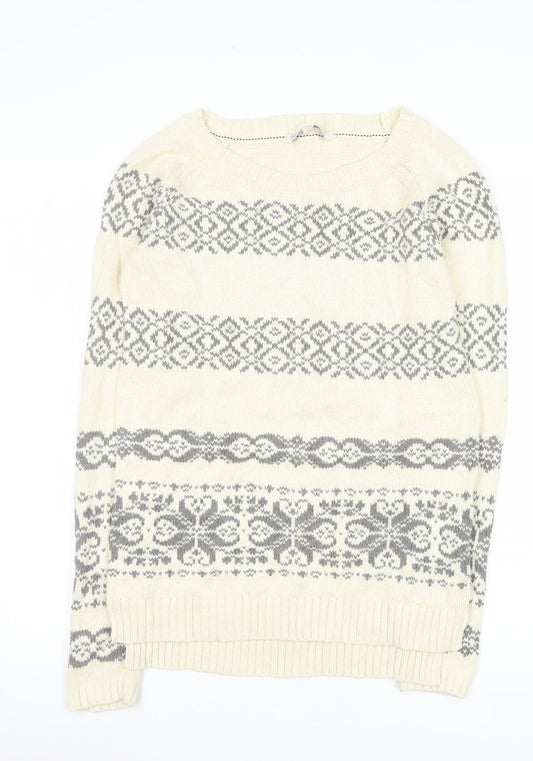 Womens UK Size 8 Fat Face Ivory Pullover Jumper