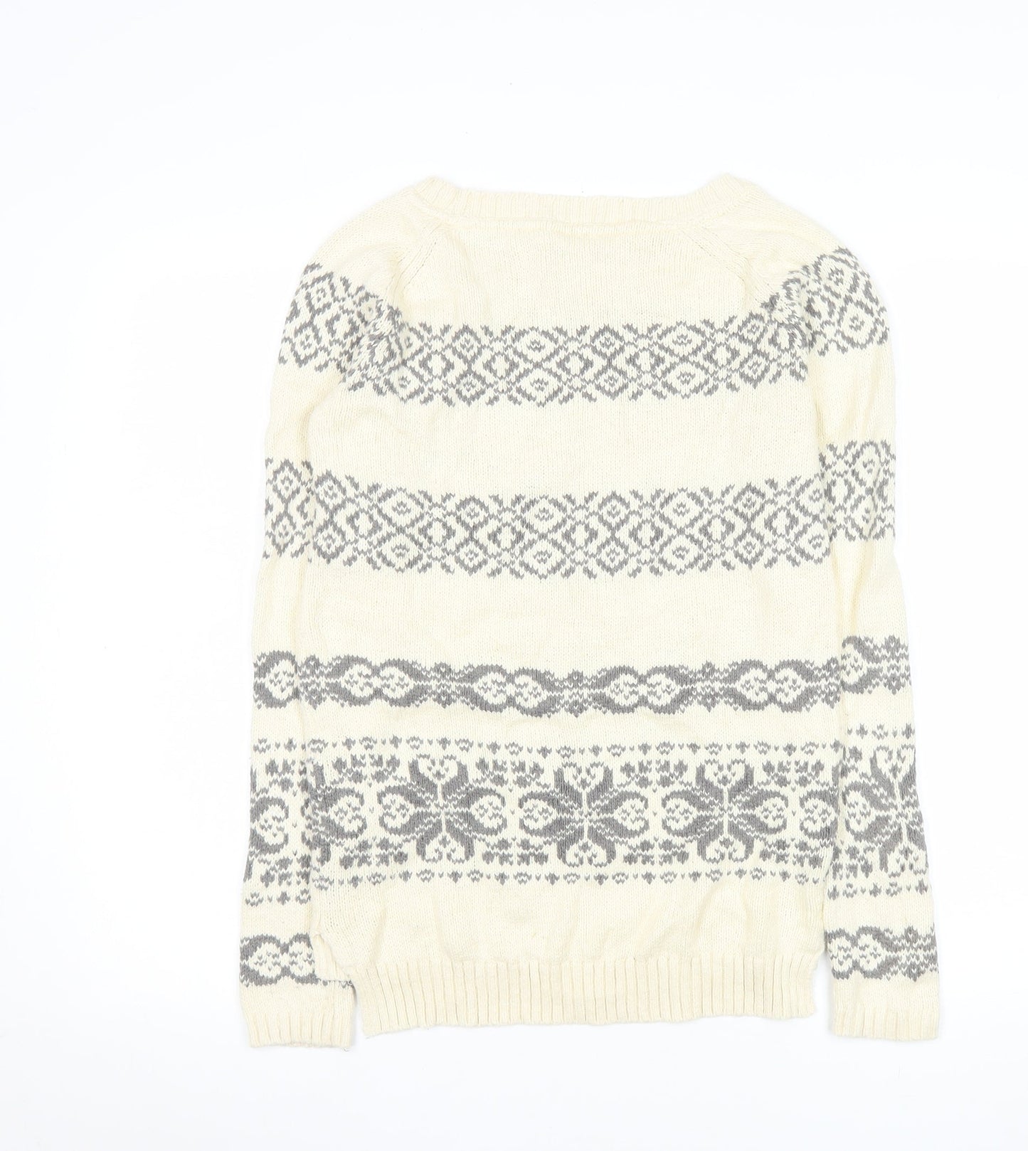 Womens UK Size 8 Fat Face Ivory Pullover Jumper