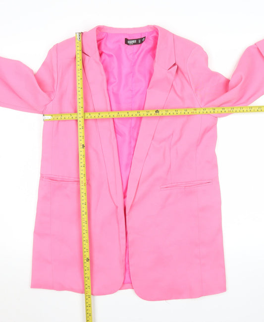 Missguided Women's Pink Longline Blazer Jacket UK 8 Polyester Blend
